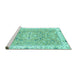 Sideview of Machine Washable Abstract Turquoise Modern Area Rugs, wshabs3706turq