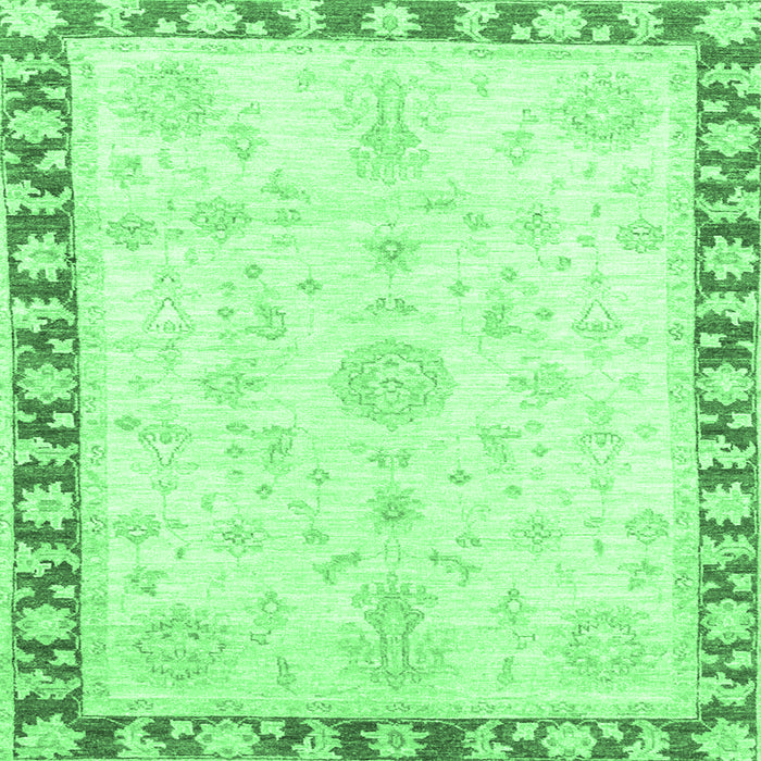 Square Machine Washable Abstract Emerald Green Modern Area Rugs, wshabs3707emgrn