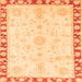 Square Machine Washable Abstract Orange Modern Area Rugs, wshabs3707org