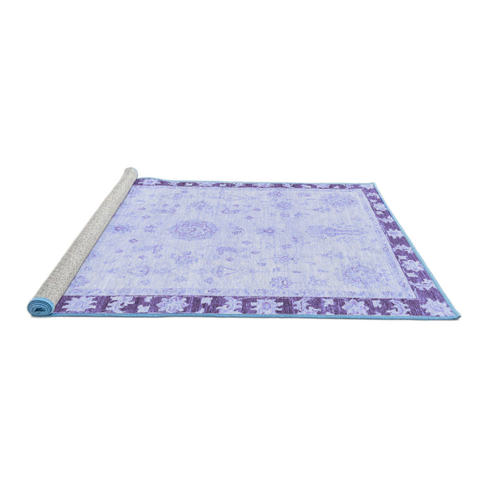 Sideview of Machine Washable Abstract Blue Modern Rug, wshabs3707blu