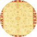 Round Abstract Orange Modern Rug, abs3707