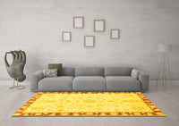 Machine Washable Abstract Yellow Modern Rug, wshabs3707yw