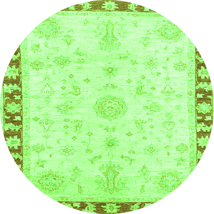Round Abstract Green Modern Rug, abs3707grn