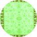 Round Abstract Green Modern Rug, abs3707grn