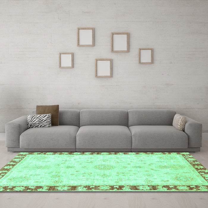 Machine Washable Abstract Turquoise Modern Area Rugs in a Living Room,, wshabs3707turq