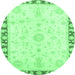 Round Abstract Emerald Green Modern Rug, abs3707emgrn