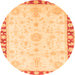 Round Abstract Orange Modern Rug, abs3707org