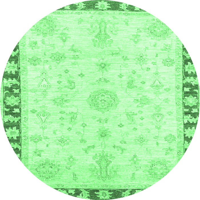 Round Machine Washable Abstract Emerald Green Modern Area Rugs, wshabs3707emgrn