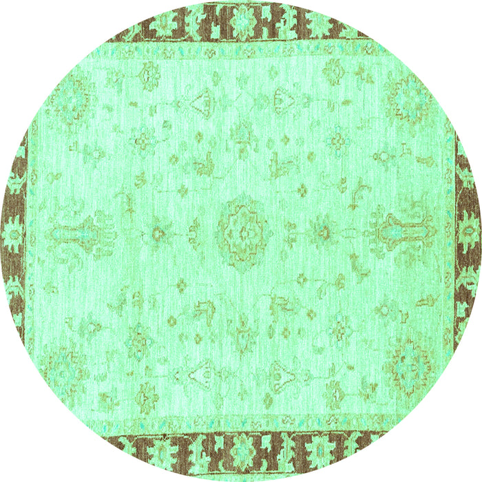 Round Machine Washable Abstract Turquoise Modern Area Rugs, wshabs3707turq