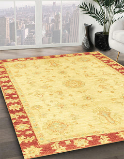 Machine Washable Abstract Orange Rug in a Family Room, wshabs3707