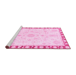 Sideview of Machine Washable Abstract Pink Modern Rug, wshabs3707pnk