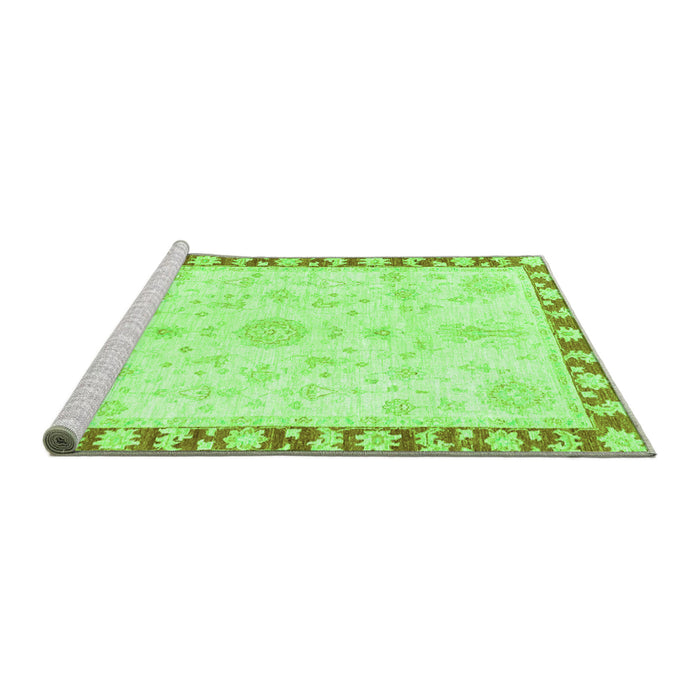 Sideview of Machine Washable Abstract Green Modern Area Rugs, wshabs3707grn