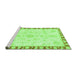 Sideview of Machine Washable Abstract Green Modern Area Rugs, wshabs3707grn