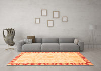 Machine Washable Abstract Orange Modern Rug, wshabs3707org