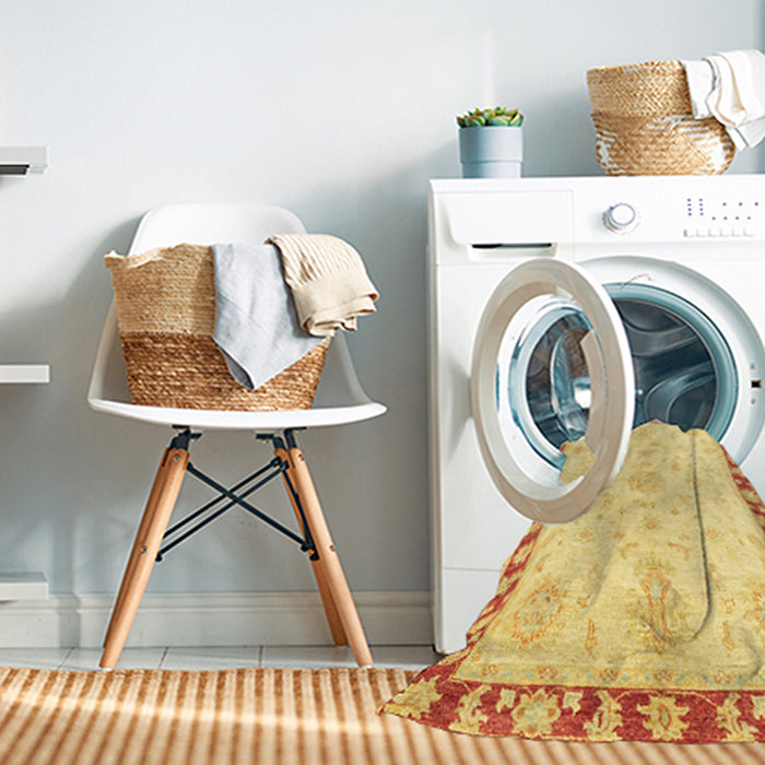 Machine Washable Abstract Orange Rug in a Washing Machine, wshabs3707