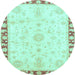 Round Machine Washable Abstract Light Blue Modern Rug, wshabs3707lblu