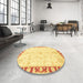 Round Machine Washable Abstract Orange Rug in a Office, wshabs3707