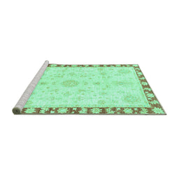 Sideview of Machine Washable Abstract Turquoise Modern Area Rugs, wshabs3707turq