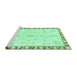 Sideview of Machine Washable Abstract Turquoise Modern Area Rugs, wshabs3707turq