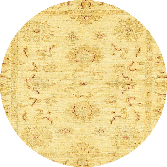 Round Machine Washable Abstract Yellow Rug, wshabs3708