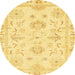 Round Machine Washable Abstract Yellow Rug, wshabs3708