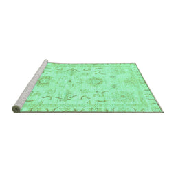 Sideview of Machine Washable Oriental Turquoise Traditional Area Rugs, wshabs3708turq
