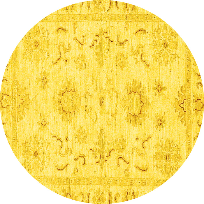 Round Oriental Yellow Traditional Rug, abs3708yw