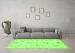 Machine Washable Oriental Green Traditional Area Rugs in a Living Room,, wshabs3708grn