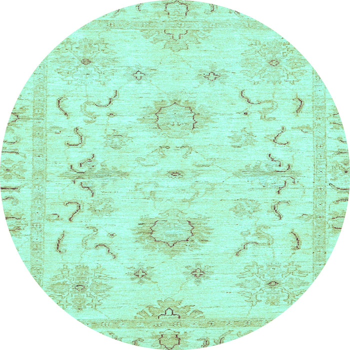 Round Oriental Light Blue Traditional Rug, abs3708lblu