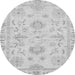 Round Machine Washable Oriental Gray Traditional Rug, wshabs3708gry