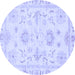 Round Oriental Blue Traditional Rug, abs3708blu