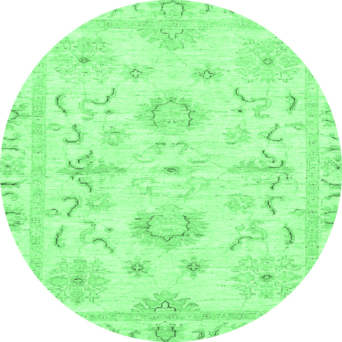 Round Oriental Emerald Green Traditional Rug, abs3708emgrn