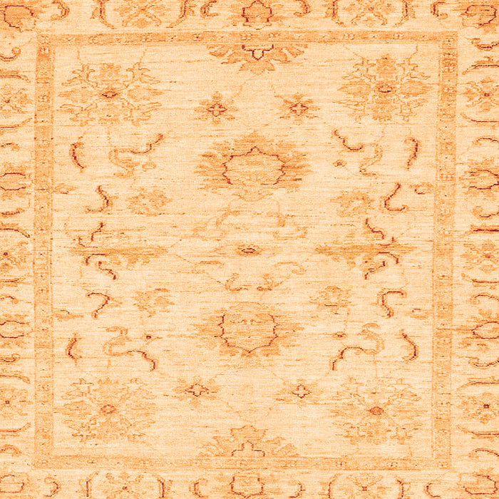 Square Machine Washable Oriental Orange Traditional Area Rugs, wshabs3708org