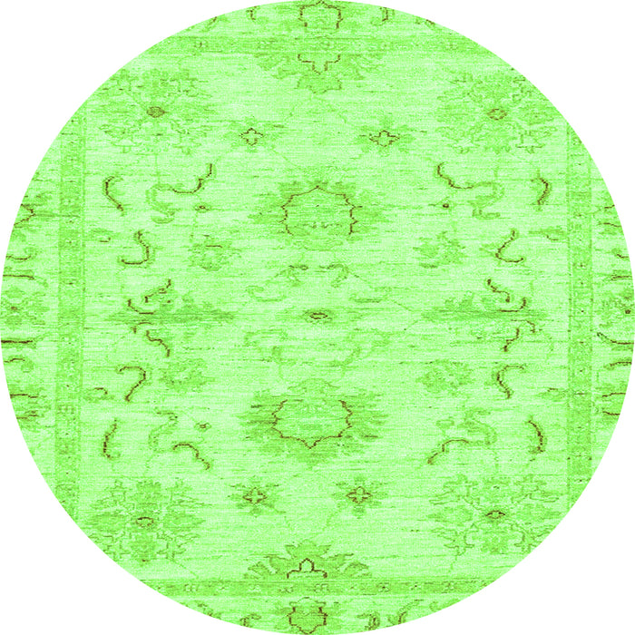 Round Machine Washable Oriental Green Traditional Area Rugs, wshabs3708grn
