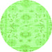 Round Oriental Green Traditional Rug, abs3708grn