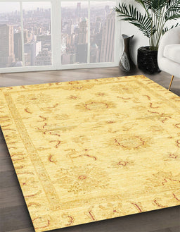 Machine Washable Abstract Yellow Rug in a Family Room, wshabs3708