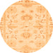 Round Oriental Orange Traditional Rug, abs3708org