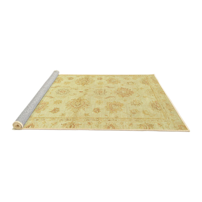 Sideview of Machine Washable Abstract Yellow Rug, wshabs3709