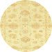 Round Machine Washable Abstract Yellow Rug, wshabs3709