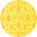 Round Oriental Yellow Traditional Rug, abs3709yw