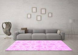 Machine Washable Oriental Purple Traditional Area Rugs in a Living Room, wshabs3709pur