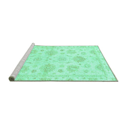 Sideview of Machine Washable Oriental Turquoise Traditional Area Rugs, wshabs3709turq