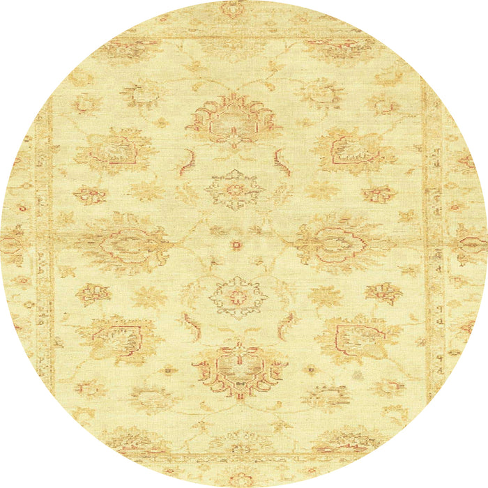 Round Abstract Bold Yellow Oriental Rug, abs3709