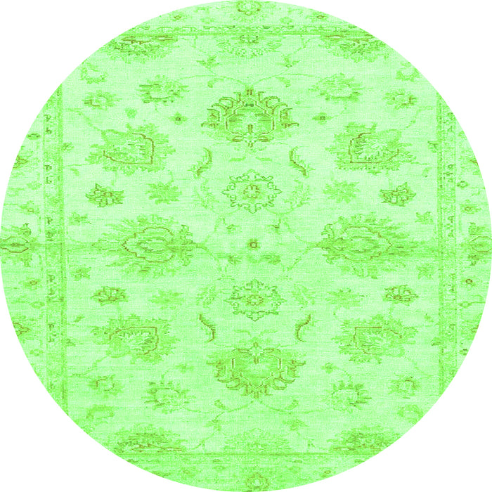 Round Machine Washable Oriental Green Traditional Area Rugs, wshabs3709grn