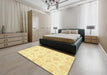 Machine Washable Abstract Yellow Rug in a Bedroom, wshabs3709