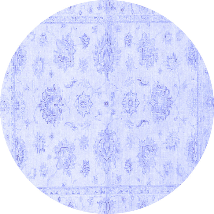 Round Machine Washable Oriental Blue Traditional Rug, wshabs3709blu