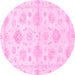 Round Oriental Pink Traditional Rug, abs3709pnk