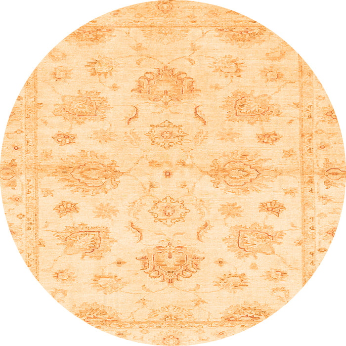 Round Oriental Orange Traditional Rug, abs3709org