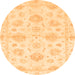 Round Oriental Orange Traditional Rug, abs3709org