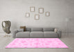 Machine Washable Oriental Pink Traditional Rug in a Living Room, wshabs3709pnk